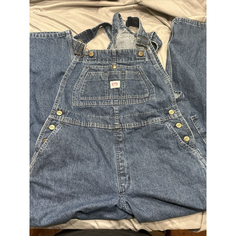 KEY DENIM OVERALLS WOMENS SIZE 18 Tall 100% COTTON